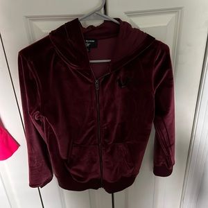 True religion red velvet jacket in large in kids Xs in women !